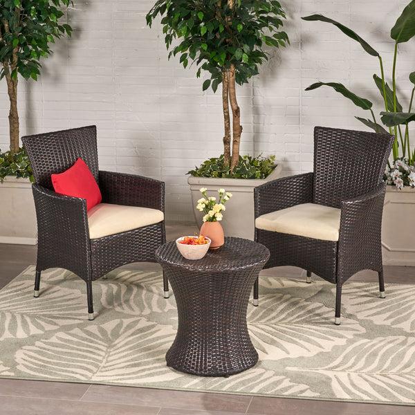 Gdf Studio West Outdoors Brown Wicker 3 Piece Chat Set