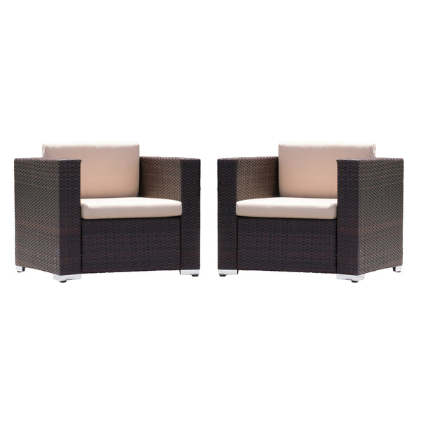 gdf studio Westlake Outdoor Brown PE Wicker Sofa Club Chairs (Set of 2)