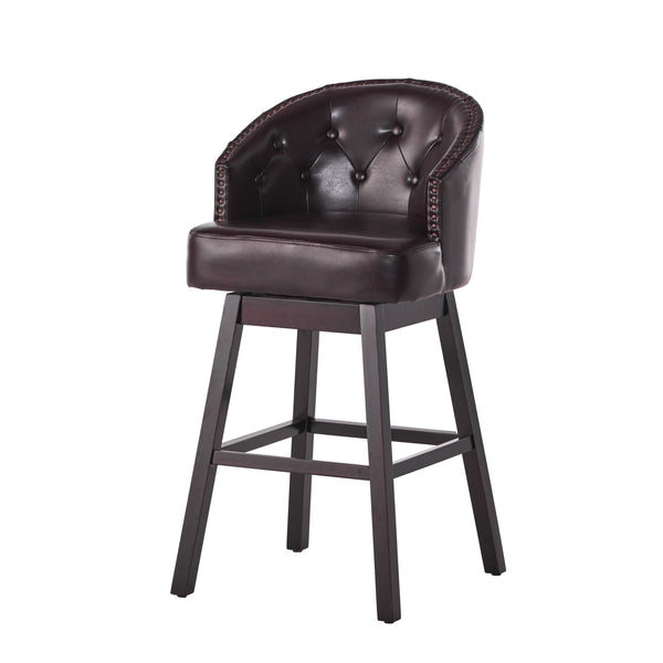 Gdf Studio Westman 30-Inch Brown Leather Swivel Backed Barstool (Set Of 2)