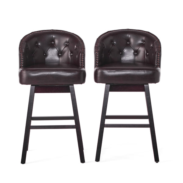 gdf studio Westman 30-Inch Brown Leather Swivel Backed Barstool (Set of 2)