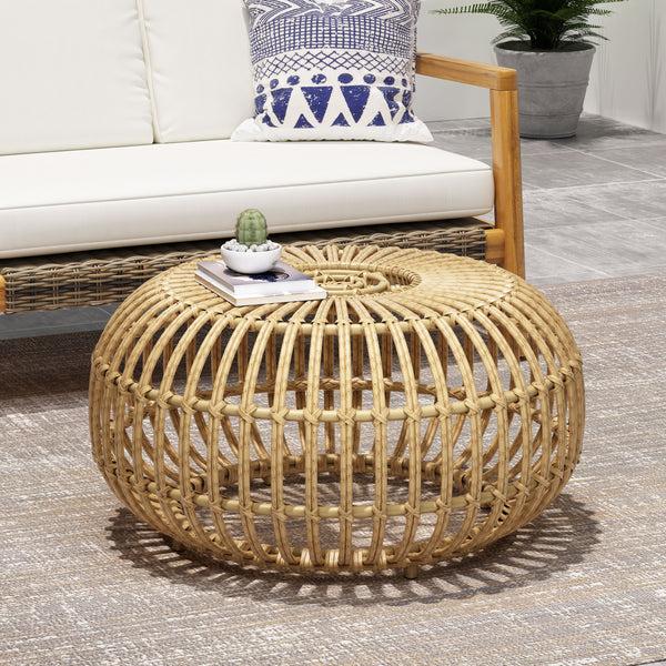 Gdf Studio Whitetail Outdoor Boho Wicker Coffee Table