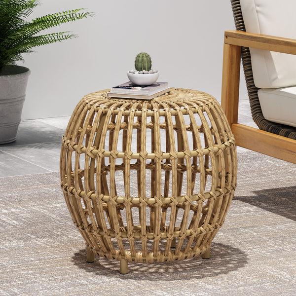 Gdf Studio Whitetail Outdoor Boho Wicker Side Table