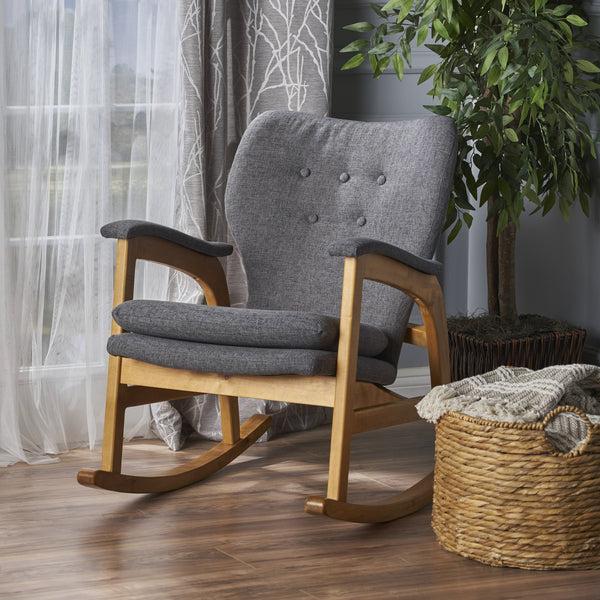 Gdf Studio Whitman Mid Century Fabric Rocking Chair