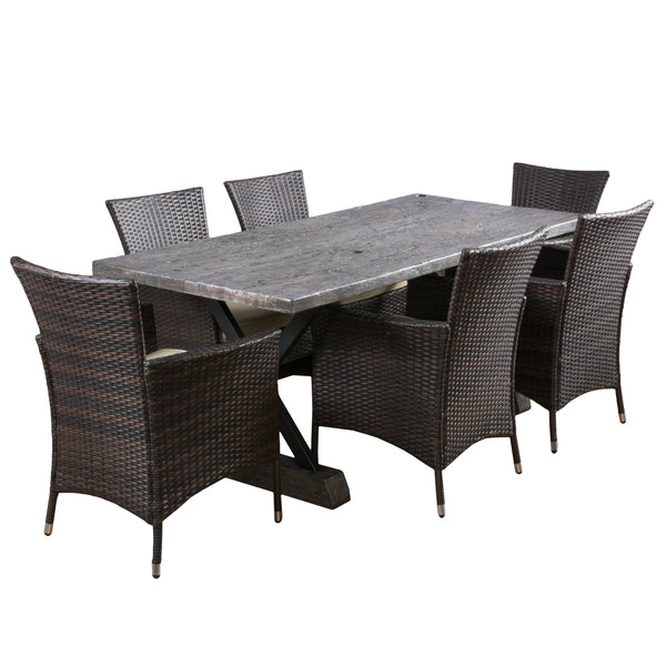 gdf studio Whitwell Outdoor 7 Piece Lightweight Concrete Dining Set