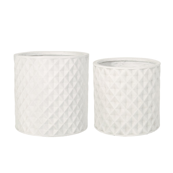 gdf studio Wilbert Outdoor Medium and Large Cast Stone Planter Set Antique White