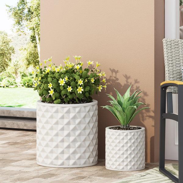 Gdf Studio Wilbert Outdoor Small And Large Cast Stone Planter Set Antique White
