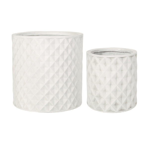 gdf studio Wilbert Outdoor Small and Large Cast Stone Planter Set Antique White
