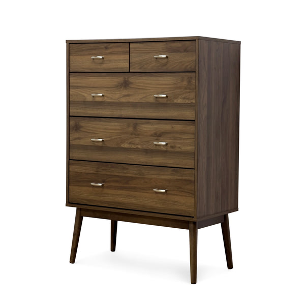 Gdf Studio Wilbur Mid Century Modern Wooden 5 Drawer Dresser