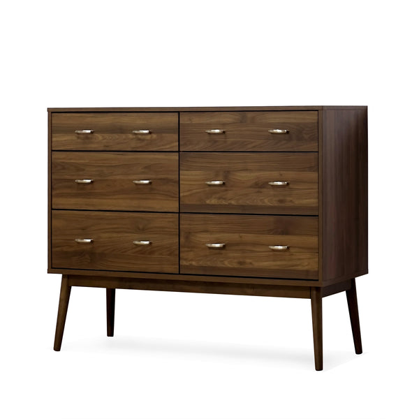 gdf studio Wilbur Mid Century Modern Wooden 6 Drawer Double Dresser