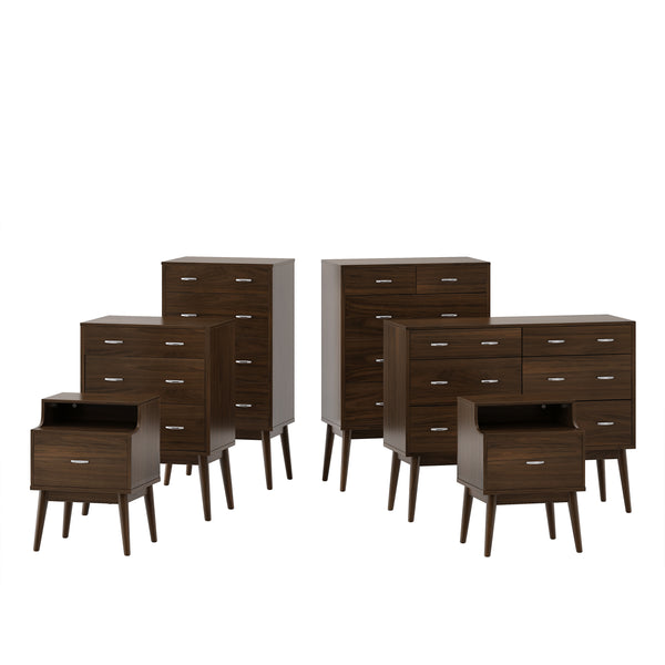 Gdf Studio Wilbur Mid Century Wooden 6 Piece Bedroom Set