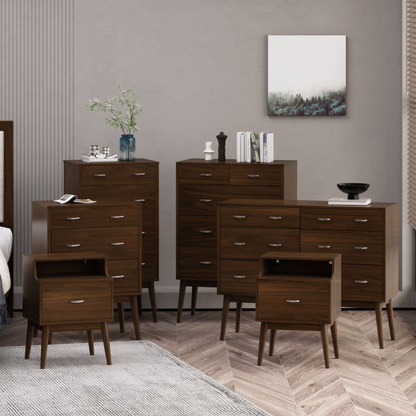 gdf studio Wilbur Mid Century Wooden 6 Piece Bedroom Set