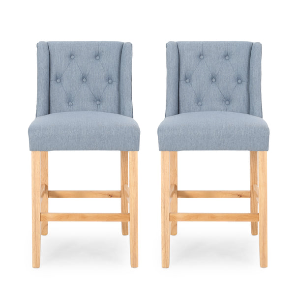 Gdf Studio Willamina Button Tufted Fabric Wingback Counterstool (Set Of 2)