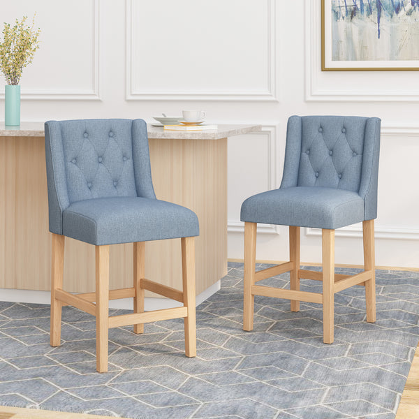 gdf studio Willamina Button Tufted Fabric Wingback Counterstool (Set of 2)