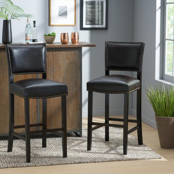 Gdf Studio William 31-Inch Bonded Leather Backed Barstool (Set Of 2)