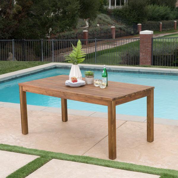 Gdf Studio William Outdoor Expandable Teak Finished Acacia Wood Dining Table