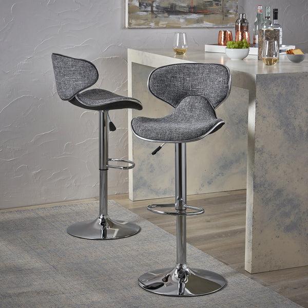 Gdf Studio Willie Bentham Modern Adjustable Height 24"-32" Swivel Barstool (Set Of 2)