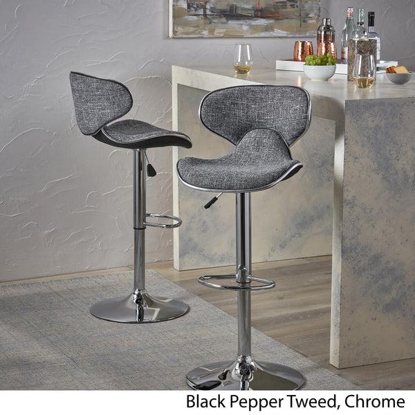 Gdf Studio Willie Bentham Modern Adjustable Height 24"-32" Swivel Barstool (Set Of 2)