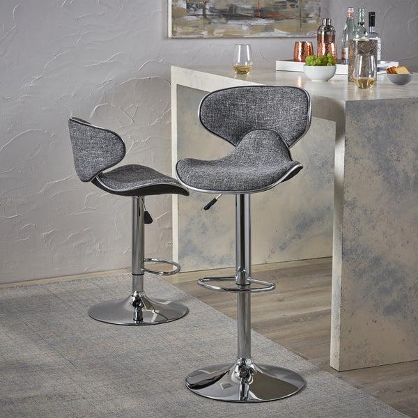 Gdf Studio Willie Bentham Modern Adjustable Height 24"-32" Swivel Barstool (Set Of 2)