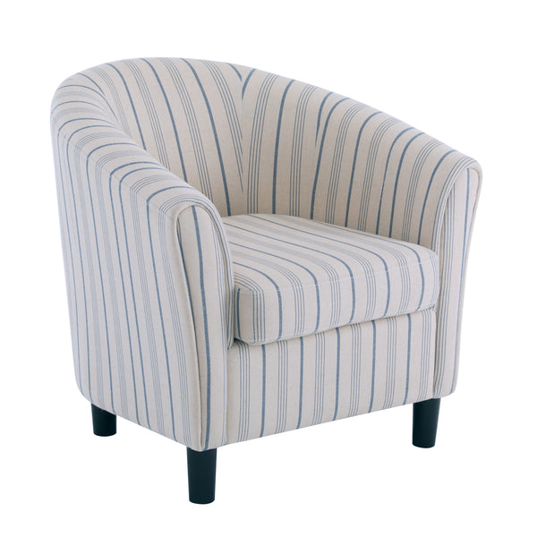 Gdf Studio Willowa Indoor Beige And Blue Stripe Fabric Club Chair