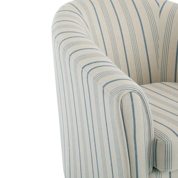 Gdf Studio Willowa Indoor Beige And Blue Stripe Fabric Club Chair