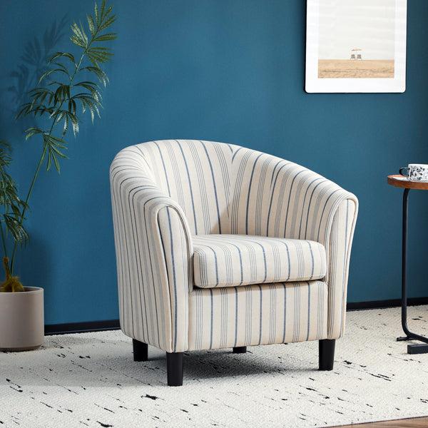 gdf studio Willowa Indoor Beige and Blue Stripe Fabric Club Chair
