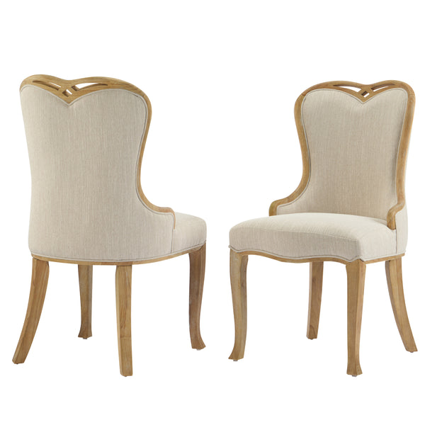 Gdf Studio Wilolinor Tufted Wing Back Upholstered Dining Chair With Natural Rubber Wood Legs (Set Of 2)