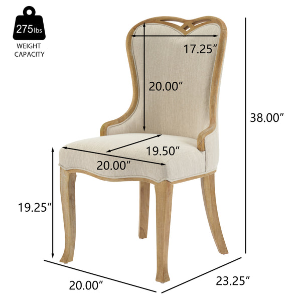 Gdf Studio Wilolinor Tufted Wing Back Upholstered Dining Chair With Natural Rubber Wood Legs (Set Of 2)
