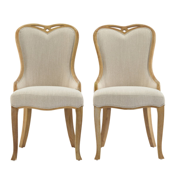 gdf studio Wilolinor Tufted Wing Back Upholstered Dining Chair with Natural Rubber Wood Legs (Set of 2)