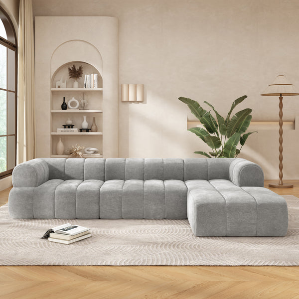 Gdf Studio Wilosilos 122" Modern L-Shaped Sectional Sofa With Compressed Sponge And Chaise Lounge 2-Piece Set