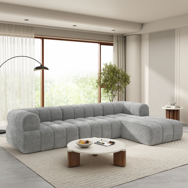 gdf studio Wilosilos 122" Modern L-Shaped Sectional Sofa with Compressed Sponge and Chaise Lounge 2-Piece Set