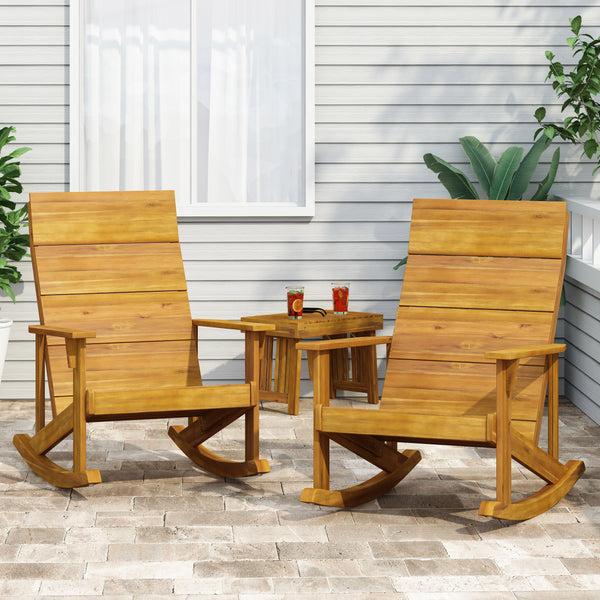 Gdf Studio Winder Outdoor Acacia Wood Adirondack Rocking Chair Set Of 2