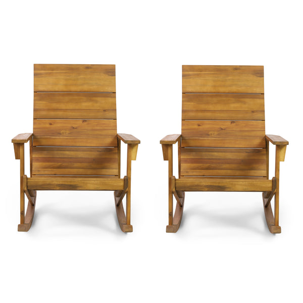 gdf studio Winder Outdoor Acacia Wood Adirondack Rocking Chair Set of 2