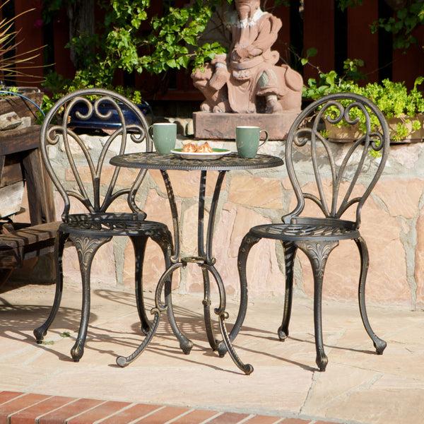 Gdf Studio Windsor Dark Gold Cast Aluminum 3-piece Bistro Set