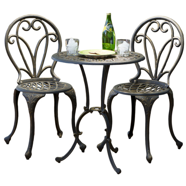 gdf studio Windsor Dark Gold Cast Aluminum 3-piece Bistro Set