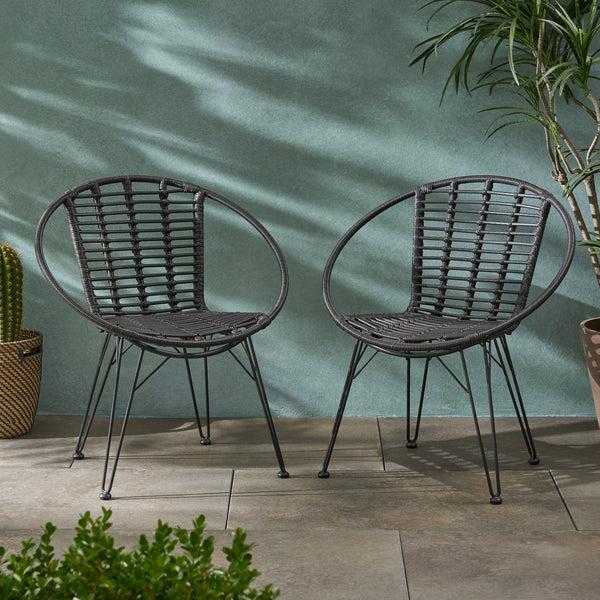 Gdf Studio Winnie Outdoor Wicker Dining Chairs (Set Of 2)