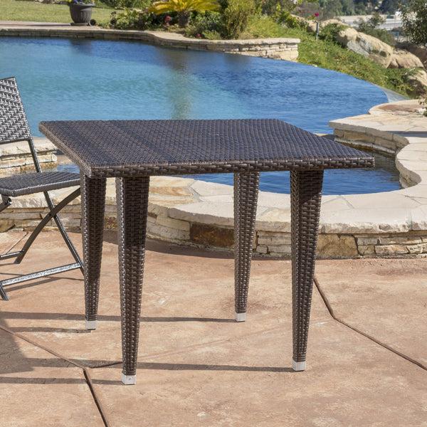 Gdf Studio Wiren Contemporary Outdoor Brown Color PEWicker Square Table