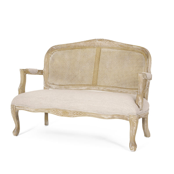 Gdf Studio Wistar French Country Wood And Cane Loveseat