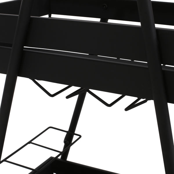 Gdf Studio Wolfeboro Outdoor Metal 2 Tiered Bar Cart Matte Black