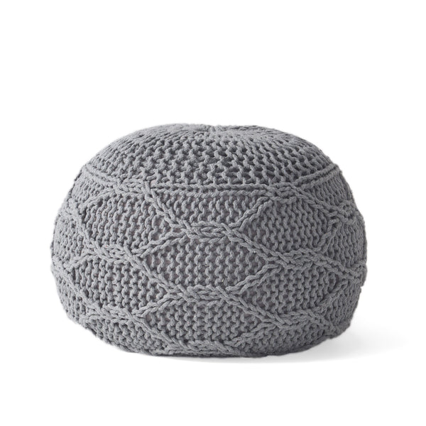 Gdf Studio Woodbine Modern Knitted Cotton Round Pouf
