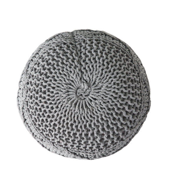 Gdf Studio Woodbine Modern Knitted Cotton Round Pouf