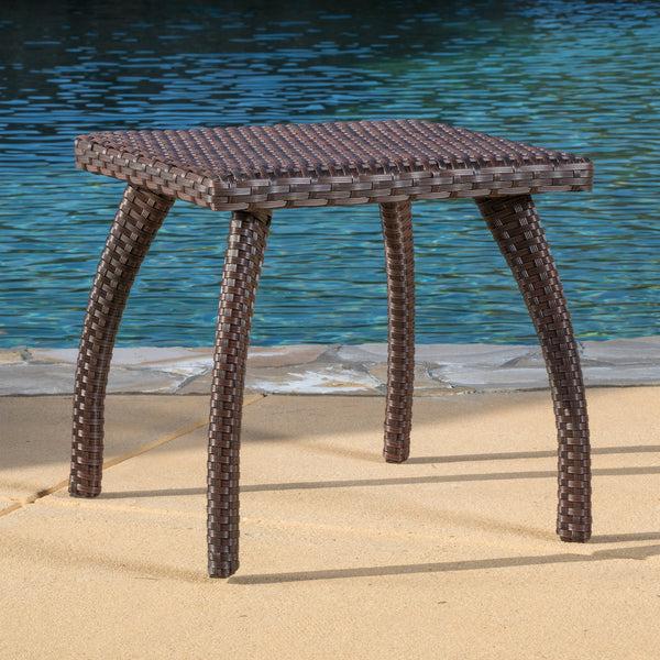 Gdf Studio Woodridge Outdoor Brown Wicker Side Table