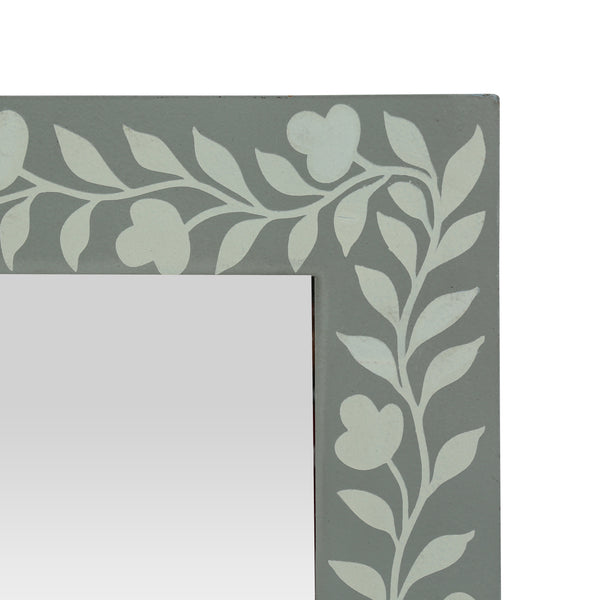 Gdf Studio Woodworth Boho Handcrafted Painted Full Length Standing Mirror Gray And White