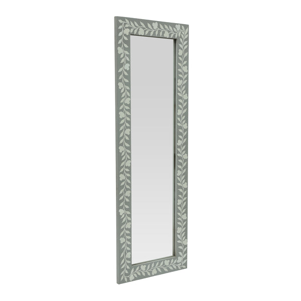 gdf studio Woodworth Boho Handcrafted Painted Full Length Standing Mirror Gray and White