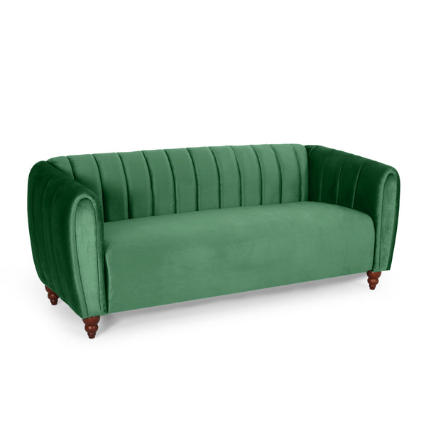 Gdf Studio Worden Modern Glam Velvet Channel Stitch 3 Seater Sofa