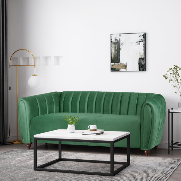 gdf studio Worden Modern Glam Velvet Channel Stitch 3 Seater Sofa