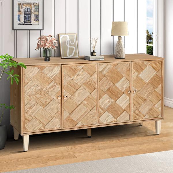 Gdf Studio Worener Wide Storage Sideboard With Solid Wood Legs