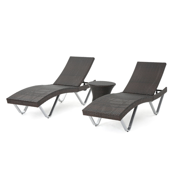 gdf studio Worrin Multibrown 3pc Chaise Lounge Chair and Table