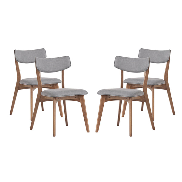 Gdf Studio Wrene Mid-Century Walnut Finished Frame Dining Chairs Set Of 4