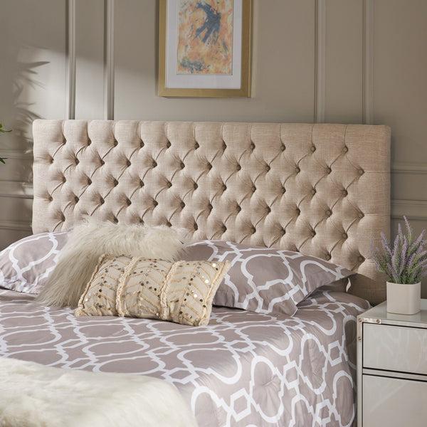 Gdf Studio Wyoming Contemporary Button Tufted Light Beige Fabric Queen/Full Headboard