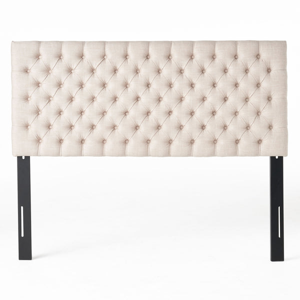 gdf studio Wyoming Contemporary Button Tufted Light Beige Fabric Queen/Full Headboard